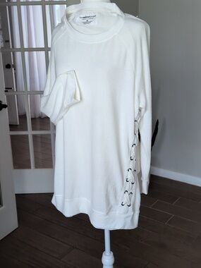 The Sweatshirt Project Super Soft Off White Lace-Up Side Sweatshirt 2XL